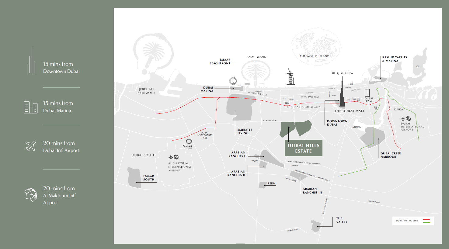 Hills Park at Dubai Hills Location Map 2022
